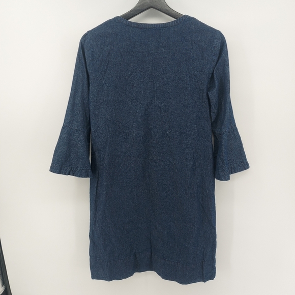 Draper James Chambray Ruffle Shift Dress Size 2 - Picture 10 of 12